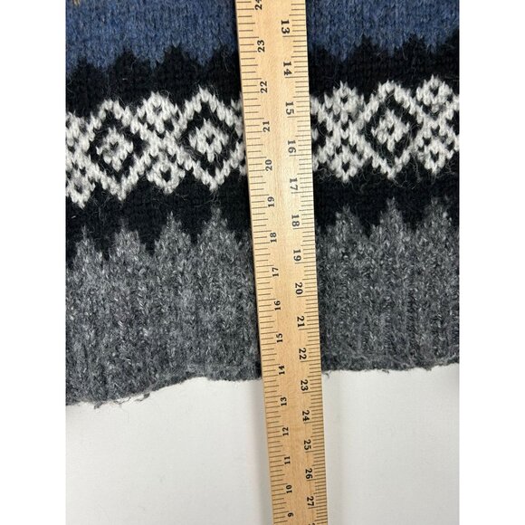 Evereve Womens Size Medium Fair Isle Knit Sweater Blue/Gray Long Sleeve - Picture 6 of 11